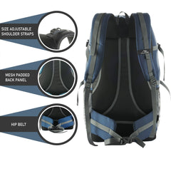 BLAZE 55 L Travel Backpack Daypack for Camping Hiking Trekking - Navyblue - TRAWOC