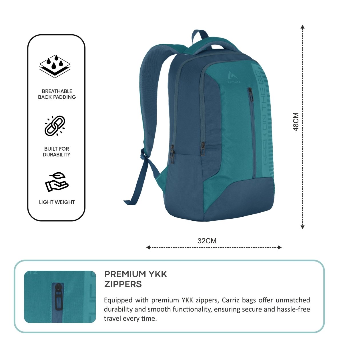 Carriz CPB01 26L Laptop Backpack - Blue - TRAWOC