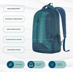 Carriz CPB01 26L Laptop Backpack - Blue - TRAWOC