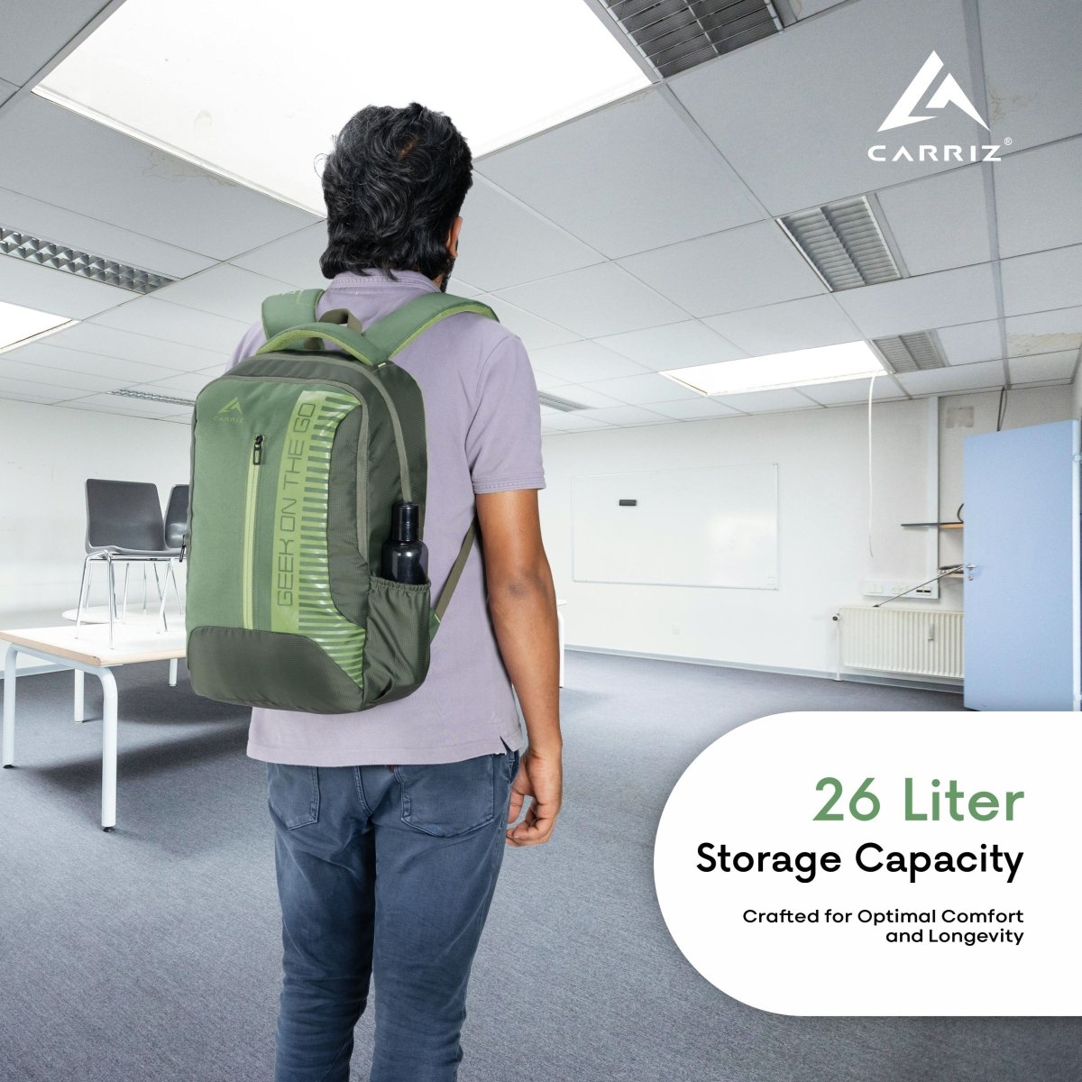 Carriz CPB01 26L Laptop Backpack - Green - TRAWOC