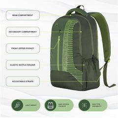 Carriz CPB01 26L Laptop Backpack - Green - TRAWOC