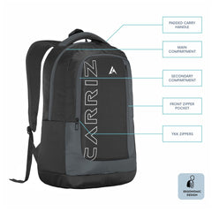 Carriz CPB02 26L Laptop Backpack - Black - TRAWOC