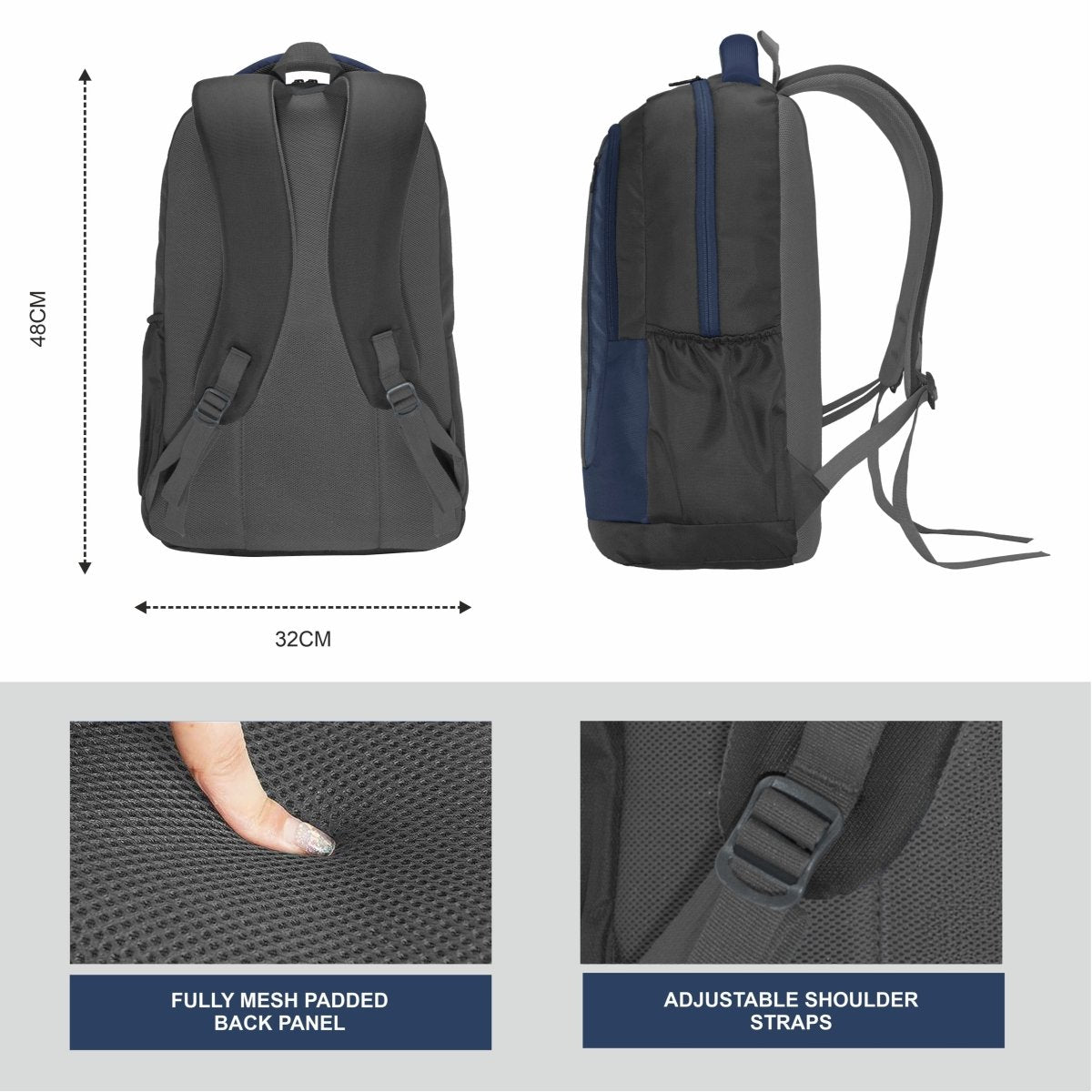 Carriz CPB02 26L Laptop Backpack - Grey - TRAWOC