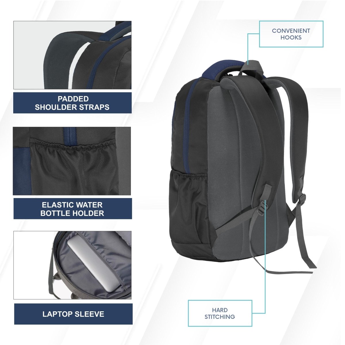 Carriz CPB02 26L Laptop Backpack - Grey - TRAWOC