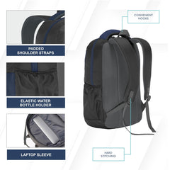 Carriz CPB02 26L Laptop Backpack - Grey - TRAWOC