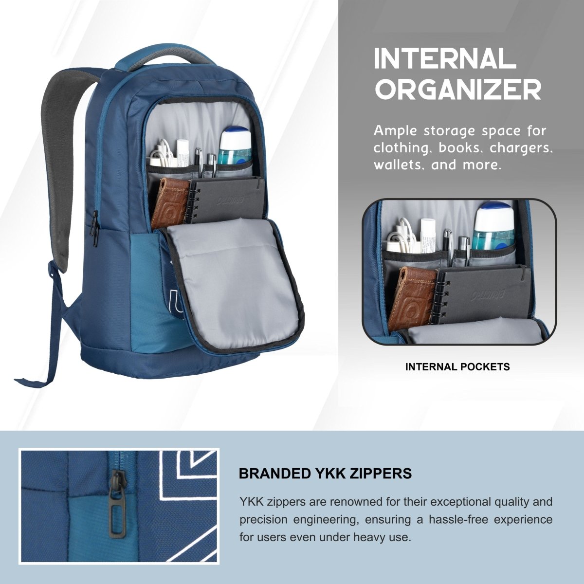 Carriz CPB02 26L Laptop Backpack - Navy Blue - TRAWOC