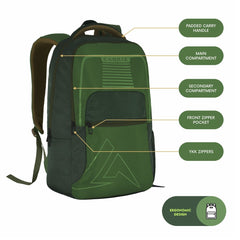 Carriz CPB03 25L Laptop Backpack - Green - TRAWOC