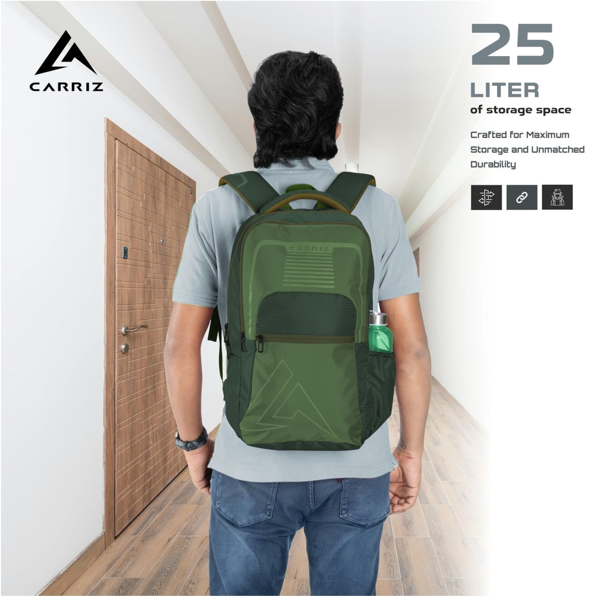 Carriz CPB03 25L Laptop Backpack - Green - TRAWOC