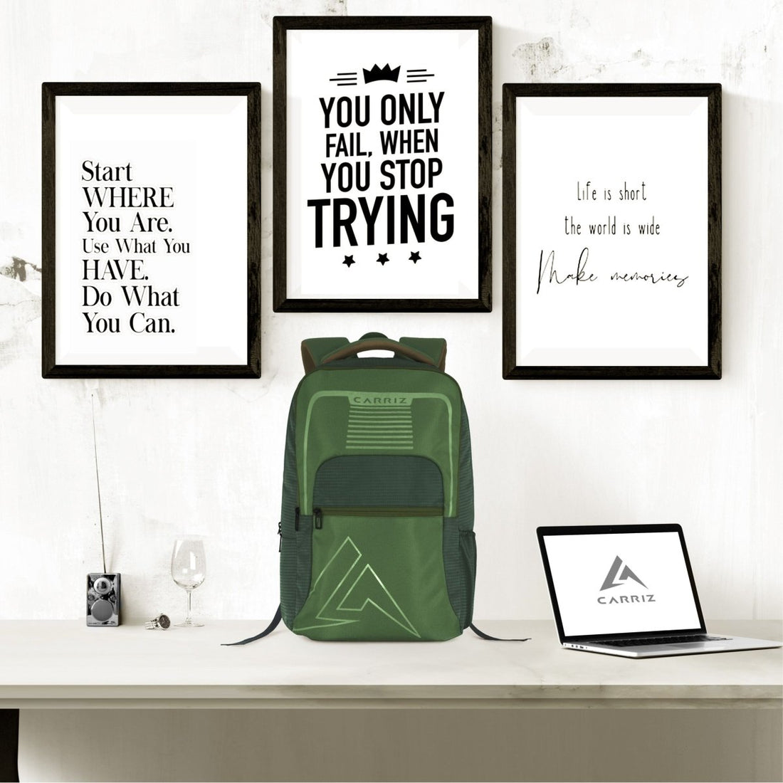 Carriz CPB03 25L Laptop Backpack - Green - TRAWOC