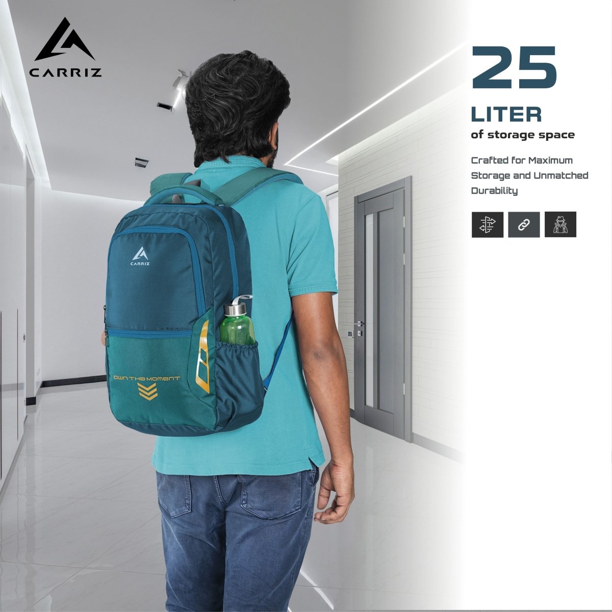 blue green laptop backpack CPB04 23L Laptop Backpack - Blue: Water Resistant, Padded Laptop Compartment