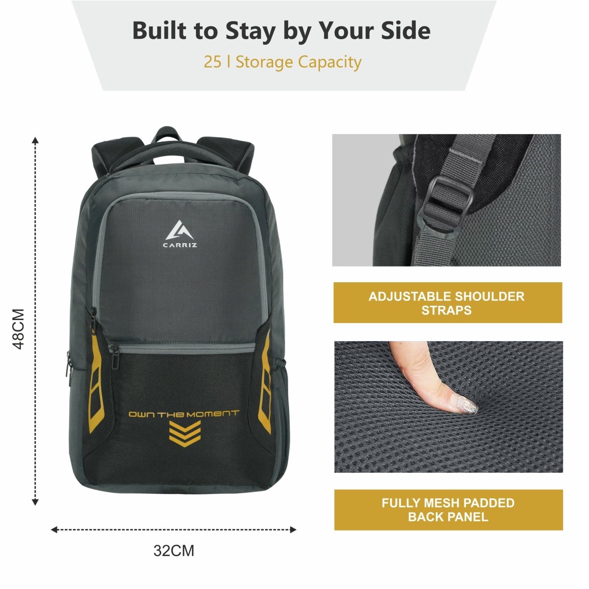 Carriz CPB04 23L Laptop Backpack - Grey - TRAWOC