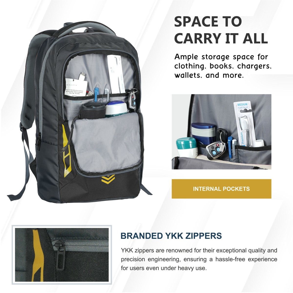 Carriz CPB04 23L Laptop Backpack - Grey - TRAWOC