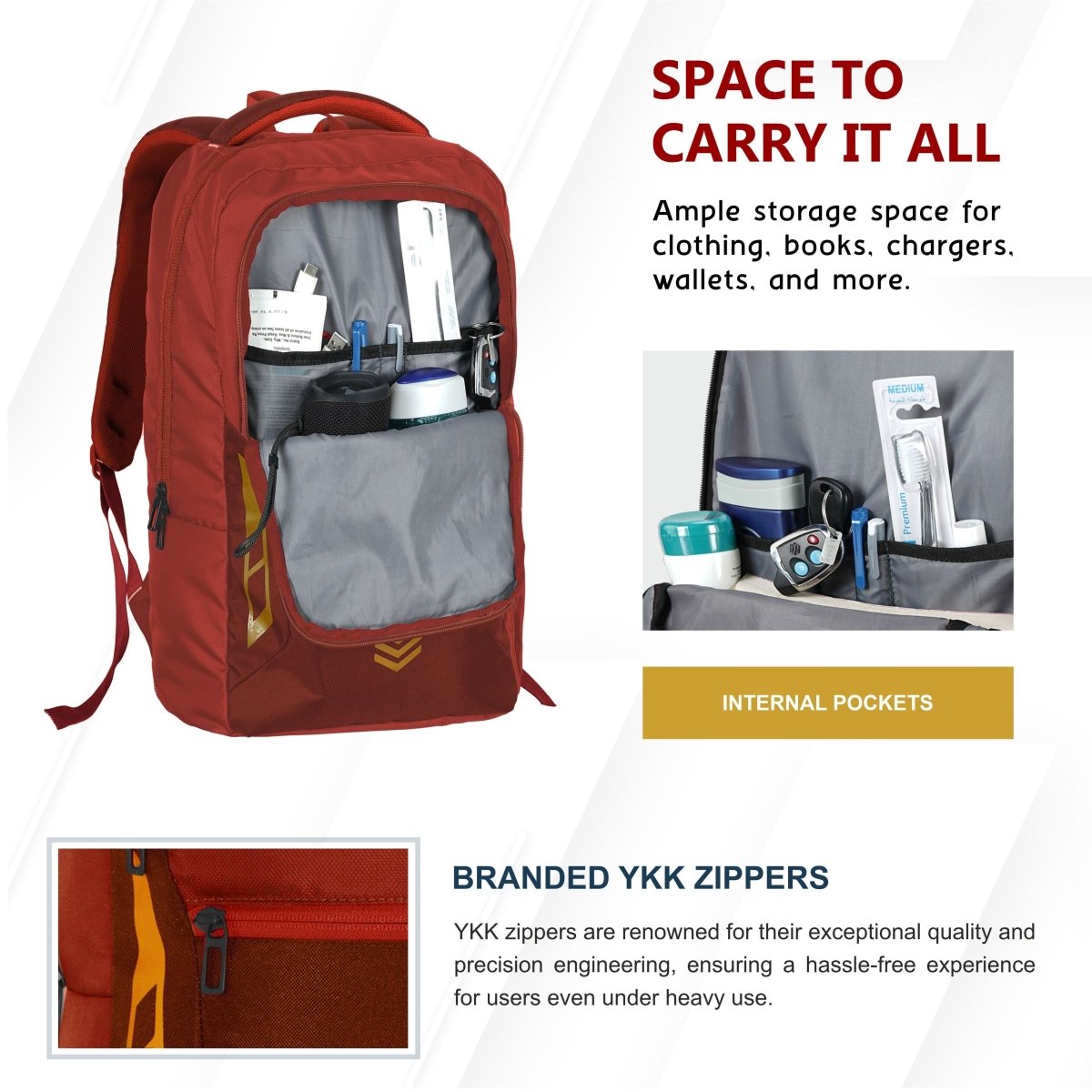 Carriz CPB04 23L Laptop Backpack - Red - TRAWOC