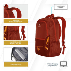 Carriz CPB04 23L Laptop Backpack - Red - TRAWOC