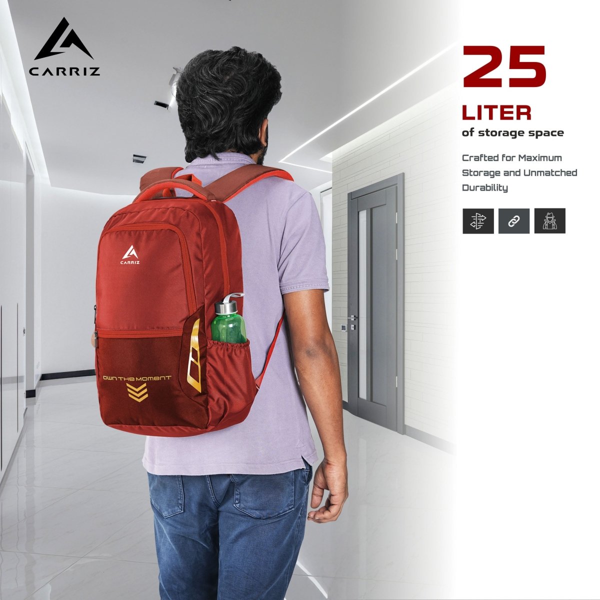 Carriz CPB04 23L Laptop Backpack - Red - TRAWOC