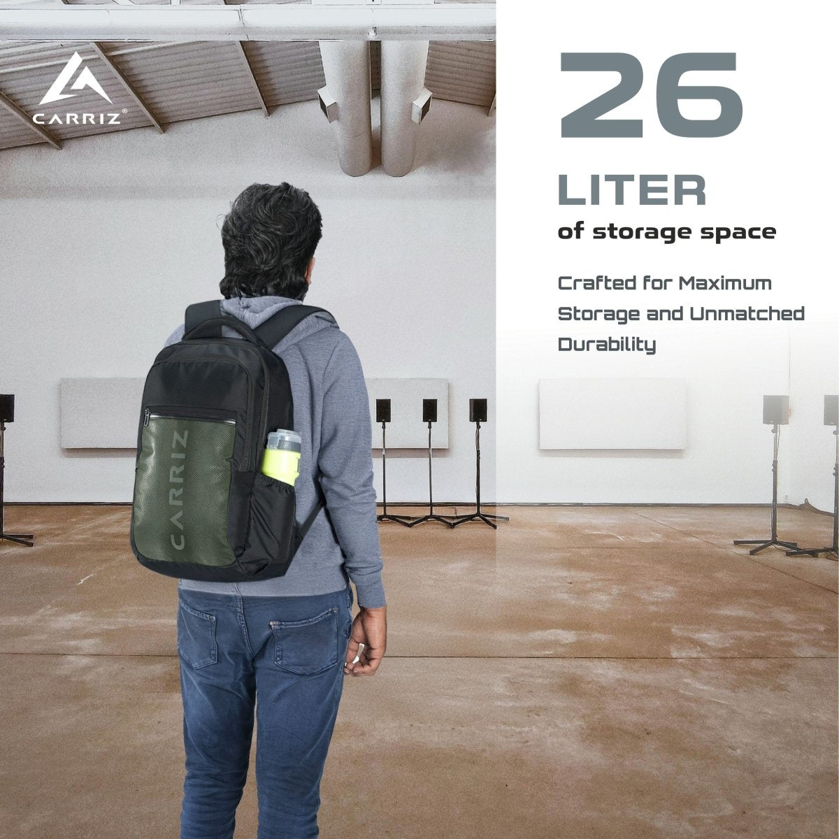 Carriz CPB05 26L Laptop Backpack - Black - TRAWOC