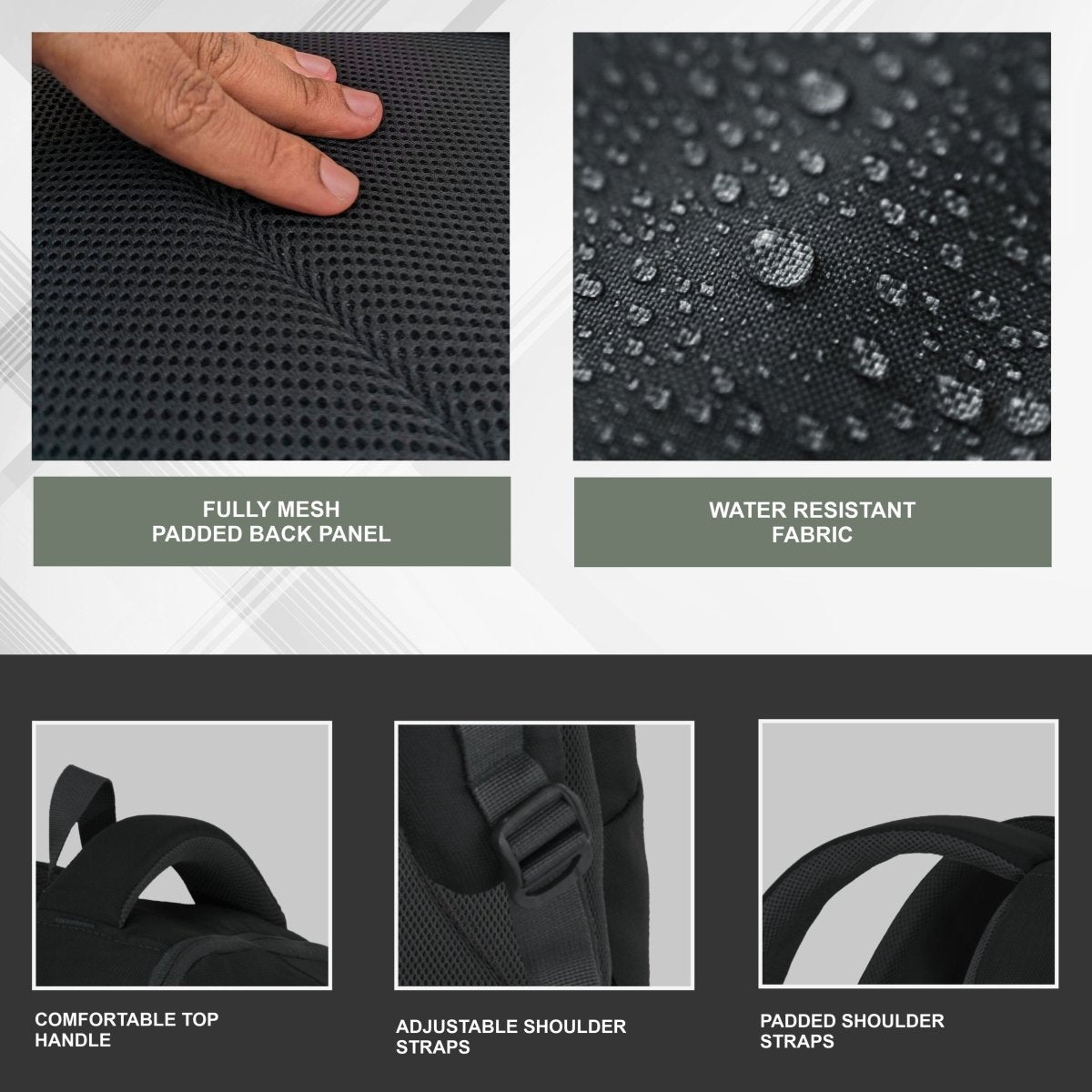 Carriz CPB05 26L Laptop Backpack - Black - TRAWOC