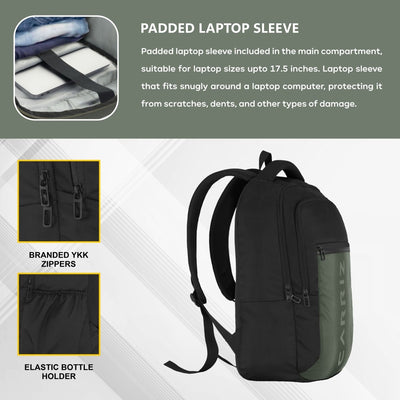 Carriz CPB05 26L Laptop Backpack - Black - TRAWOC