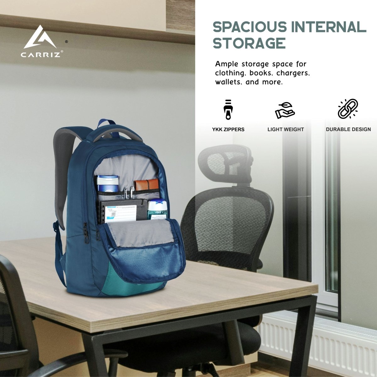 Carriz CPB05 26L Laptop Backpack - Blue - TRAWOC