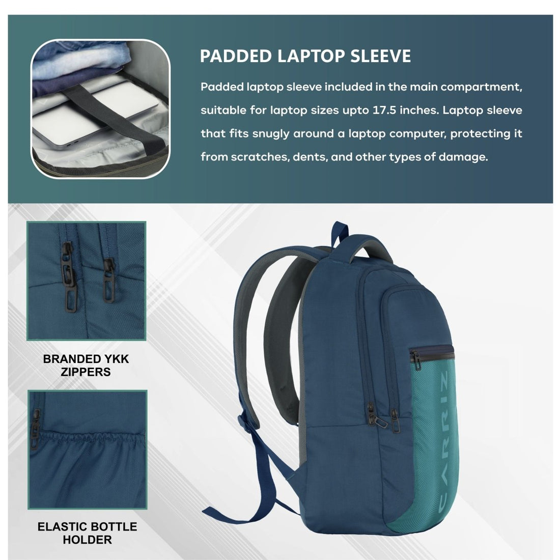 Carriz CPB05 26L Laptop Backpack - Blue - TRAWOC