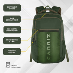 Carriz CPB05 26L Laptop Backpack - Green - TRAWOC