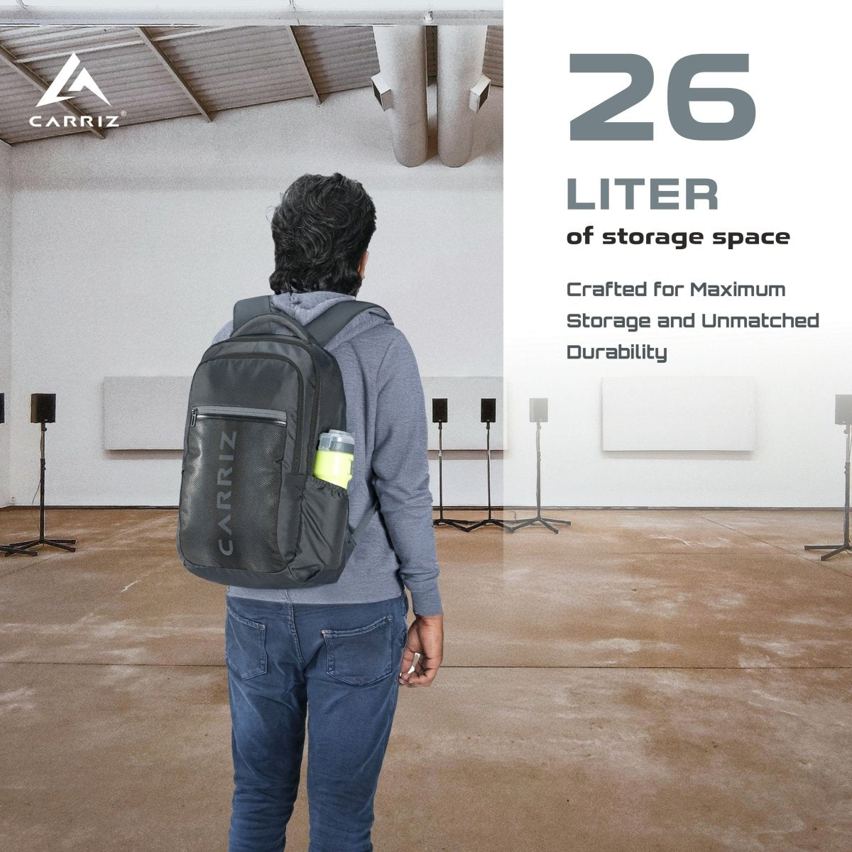 Carriz CPB05 26L Laptop Backpack - Grey - TRAWOC