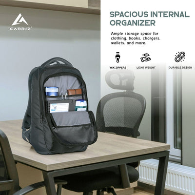 Carriz CPB05 26L Laptop Backpack - Grey - TRAWOC