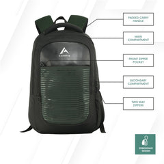 Carriz CPB06 25L Laptop Backpack - Green - TRAWOC