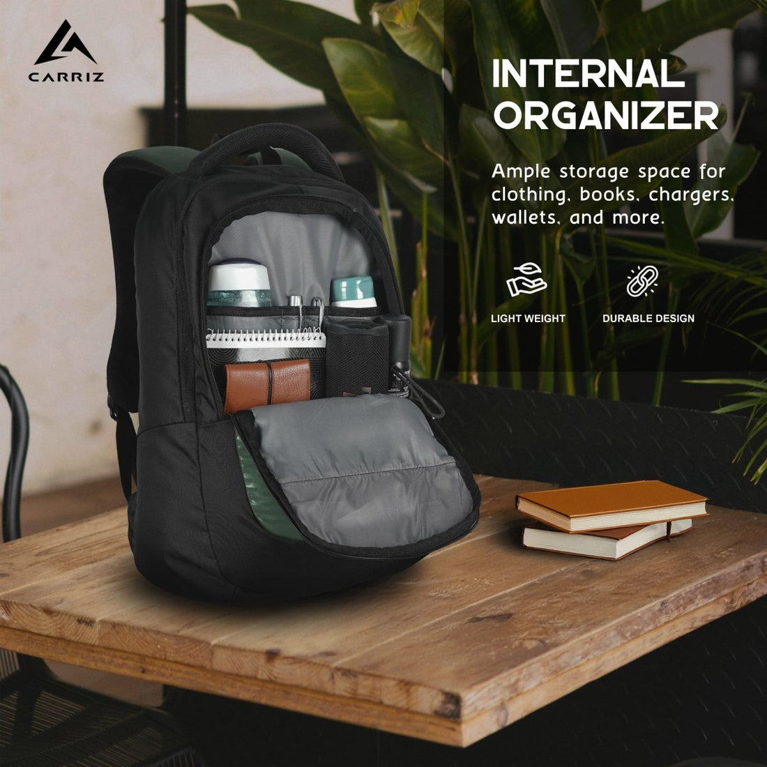 Carriz CPB06 25L Laptop Backpack - Green - TRAWOC