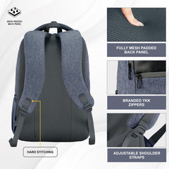 Carriz CPB07 29L Laptop Backpack - Ash Blue - TRAWOC