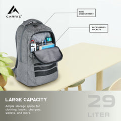 Carriz CPB07 29L Laptop Backpack - Ash Grey - TRAWOC