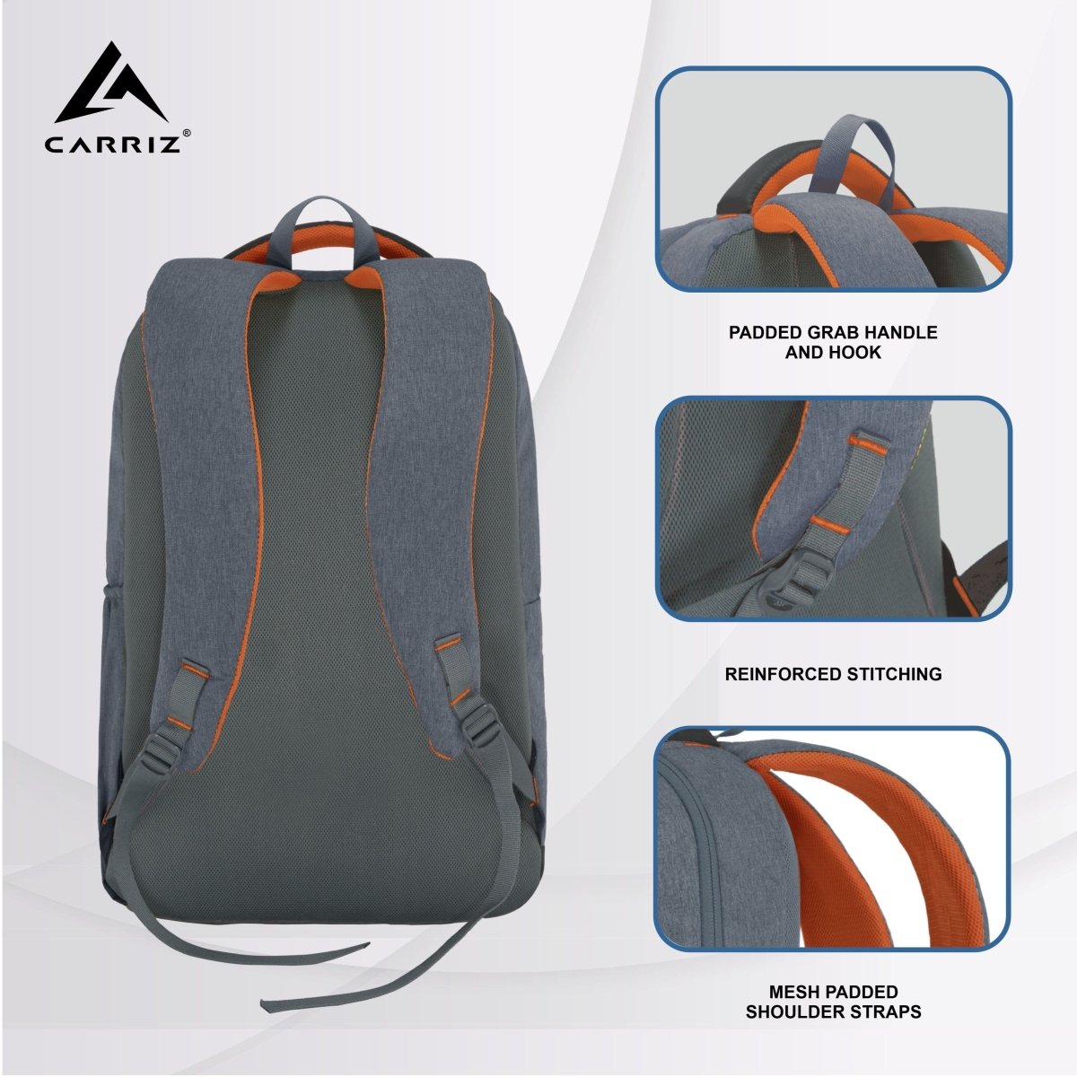 Carriz CPB08 24L Laptop Backpack - Ash Blue - TRAWOC