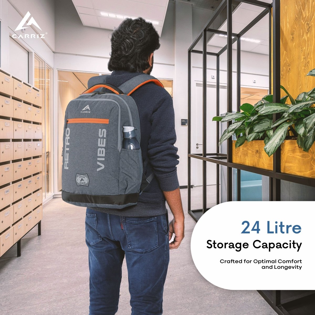 Carriz CPB08 24L Laptop Backpack - Ash Blue - TRAWOC