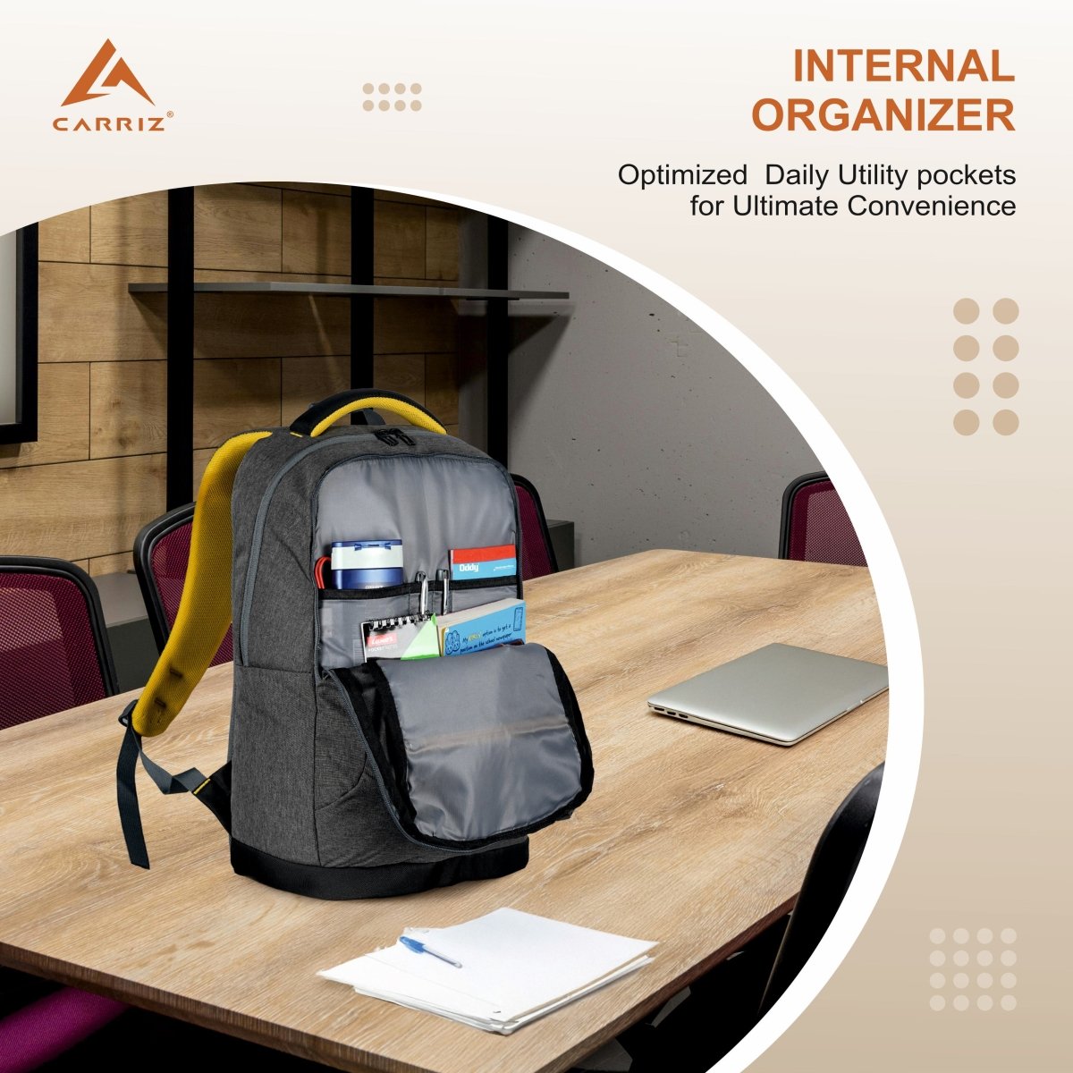 Carriz CPB08 24L Laptop Backpack - Brown - TRAWOC