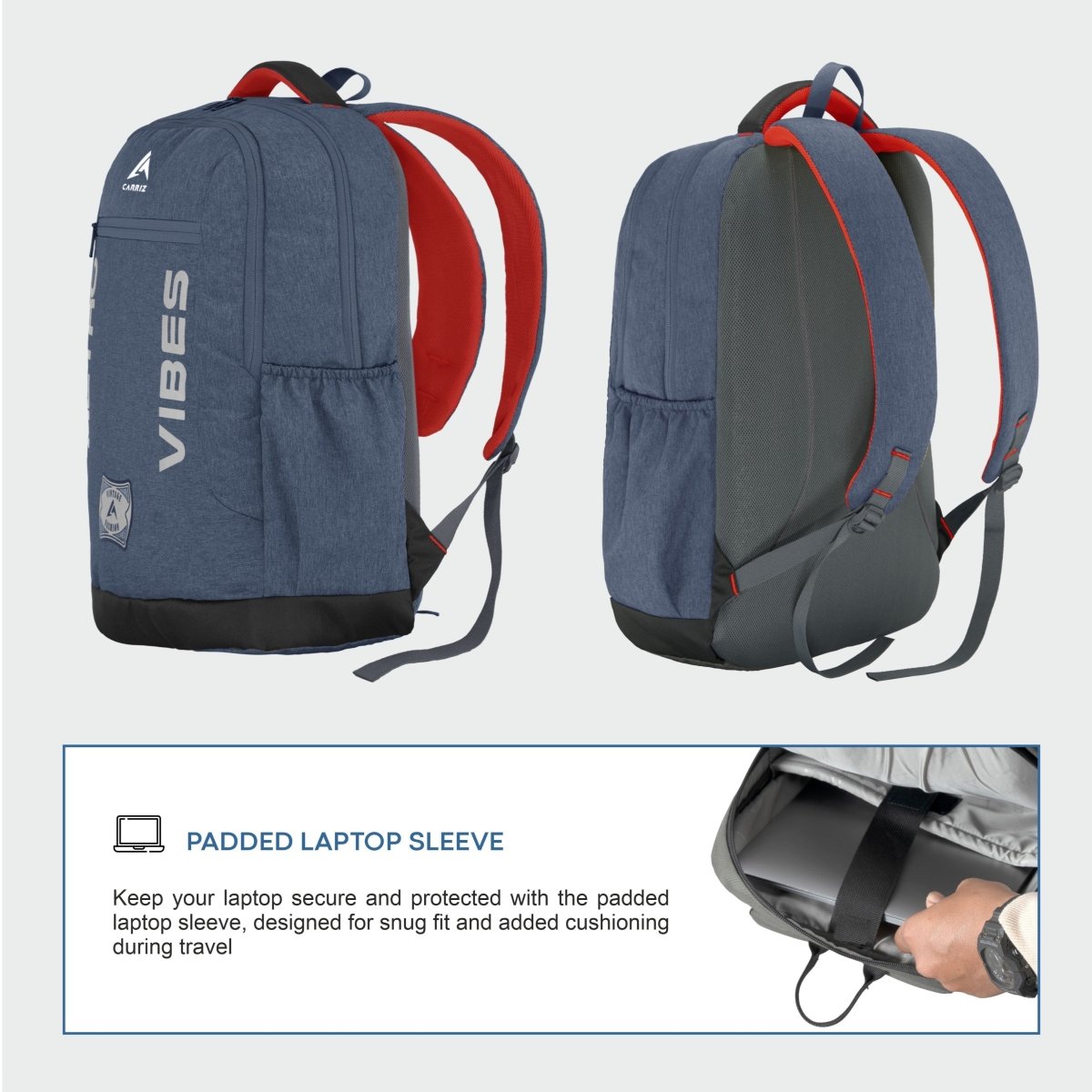 Carriz CPB08 24L Laptop Backpack - Navy Blue - TRAWOC