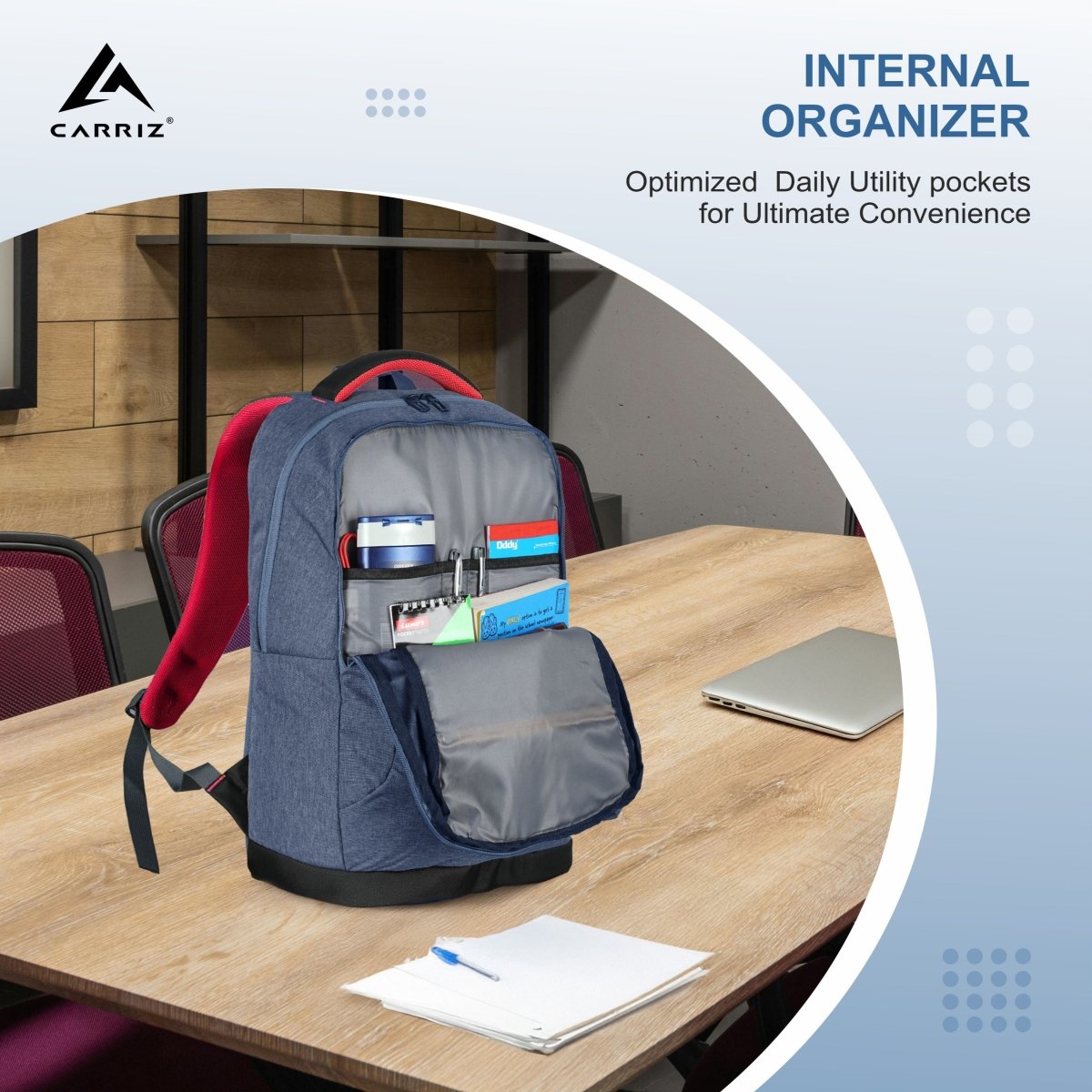 Carriz CPB08 24L Laptop Backpack - Navy Blue - TRAWOC