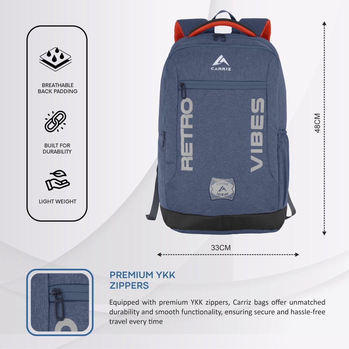 Carriz CPB08 24L Laptop Backpack - Navy Blue - TRAWOC