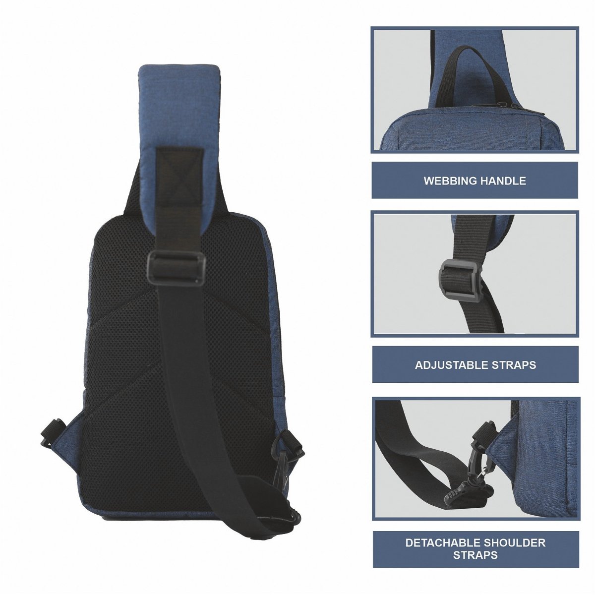 CARRIZ Outdoor Sling Bag | Crossbody &amp; Shoulder Bag for Men | Water Resistant Travel &amp; Hiking Daypack | 2 - Year Warranty (CRB02) - Dark blue (Clearance sale) - TRAWOC