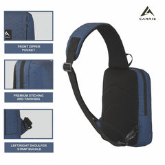 CARRIZ Outdoor Sling Bag | Crossbody &amp; Shoulder Bag for Men | Water Resistant Travel &amp; Hiking Daypack | 2 - Year Warranty (CRB02) - Dark blue (Clearance sale) - TRAWOC