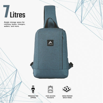 CARRIZ Outdoor Sling Bag | Crossbody & Shoulder Bag for Men | Water Resistant Travel & Hiking Daypack | 2 - Year Warranty (CRB02) - Teal (Clearance sale) - TRAWOC