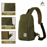 CARRIZ Versatile Sling Bag | Crossbody Travel & Hiking Daypack for Men & Women | Water Resistant | 2-Year Warranty (CRB01) - Olive Green