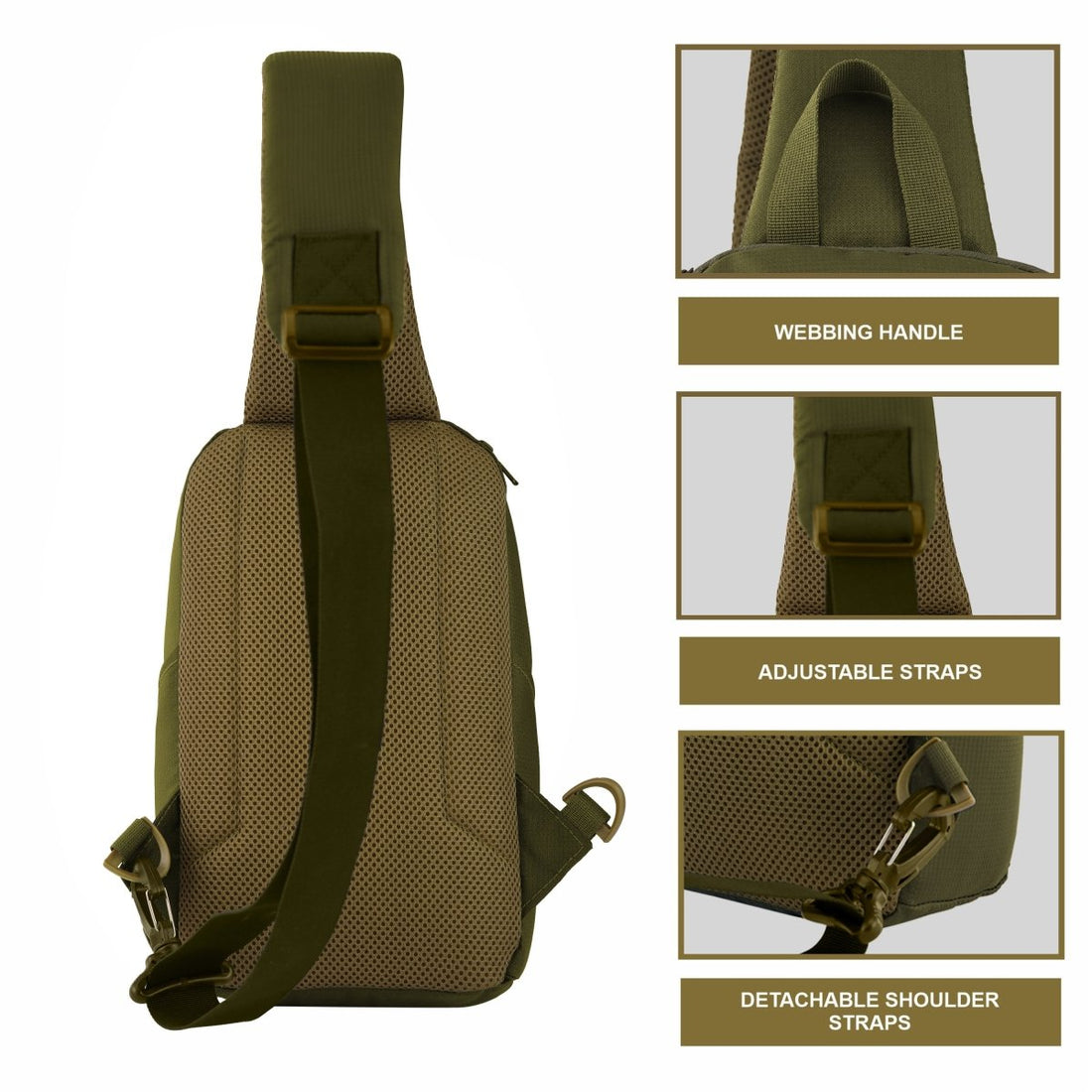 CARRIZ Versatile Sling Bag | Crossbody Travel & Hiking Daypack for Men & Women | Water Resistant | 2-Year Warranty (CRB01) - Olive Green