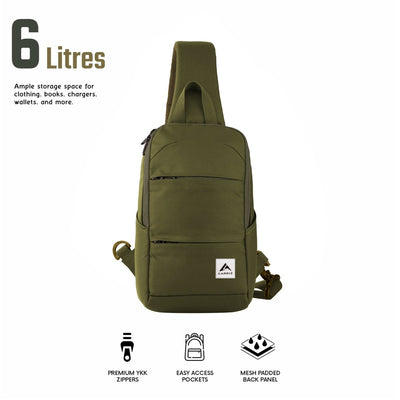 CARRIZ Versatile Sling Bag | Crossbody Travel & Hiking Daypack for Men & Women | Water Resistant | 2-Year Warranty (CRB01) - Olive Green