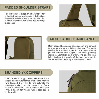 CARRIZ Versatile Sling Bag | Crossbody Travel & Hiking Daypack for Men & Women | Water Resistant | 2-Year Warranty (CRB01) - Olive Green