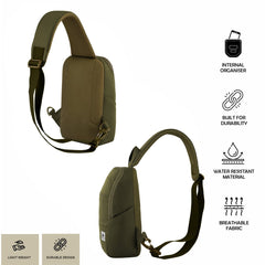 CARRIZ Versatile Sling Bag | Crossbody Travel & Hiking Daypack for Men & Women | Water Resistant | 2 - Year Warranty (CRB01) - Olivegreen(Clearance sale) - TRAWOC