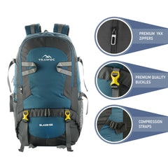 BLAZE 55 L Travel Backpack Daypack  for Camping Hiking Trekking -Englishblue(clearance sale)