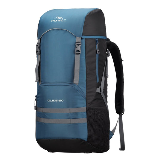 Glide 50 L Backpack featuring Water - Resistant Fabric & Lightweight Build – EnglishBlue - TRAWOC