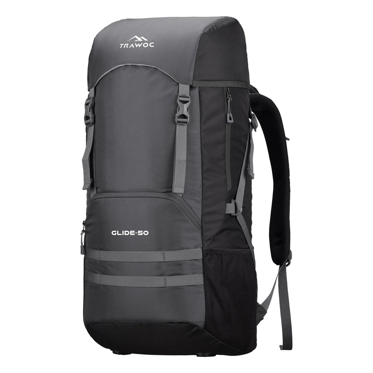 Glide 50 L Backpack featuring Water - Resistant Fabric & Lightweight Build – Grey - TRAWOC