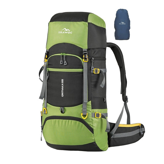 GRITMAX 55 L Front & Top Open Backpack for Hiking Trekking Bag for Men & Women with Rain Cover - Green - TRAWOC