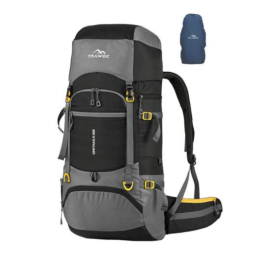 GRITMAX 55 L Front & Top Open Backpack for Hiking Trekking Bag for Men & Women with Rain Cover - Grey - TRAWOC